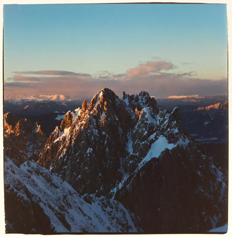 Snow-covered mountain range